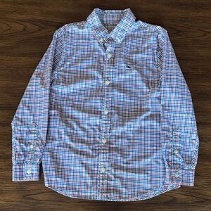 Boy’s Button-Down Plaid Shirt - Blue & Red
